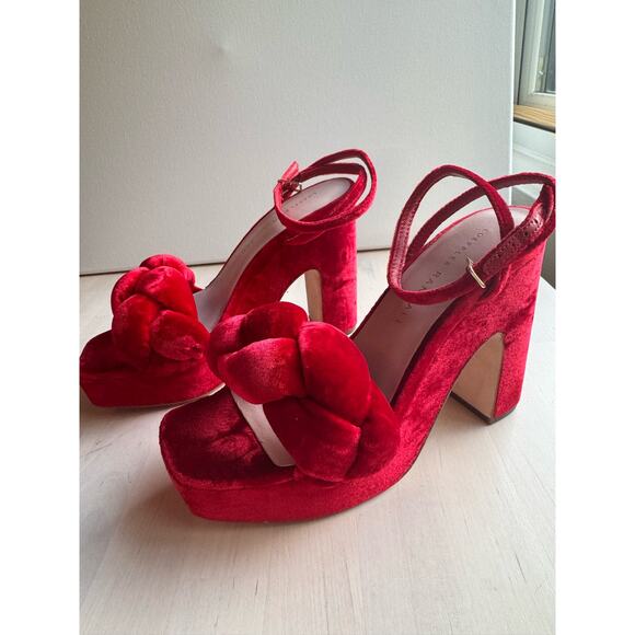 LOEFFLER RANDALL FAE PLATFORM HEEL in red velvet Scarlett size 5.5 - Picture 11 of 11
